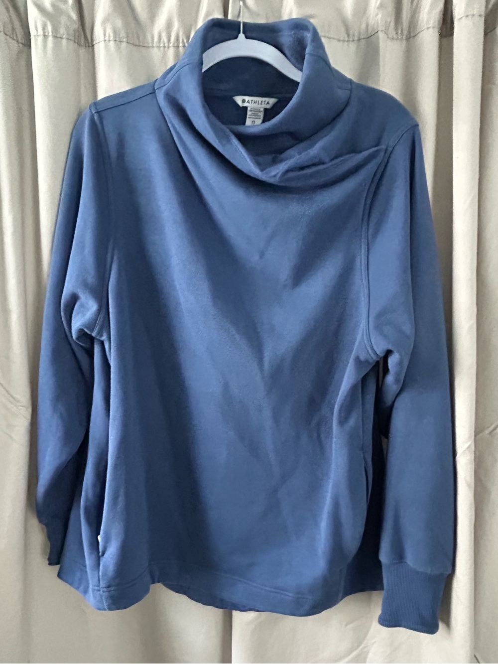 Athleta Blue Funnel Neck Pullover Sweatshirt